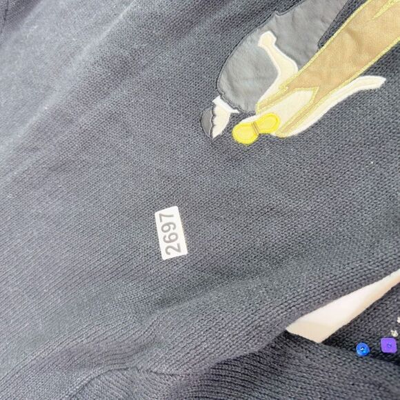 Susan Bristol Cardigan Sweater Womens Medium y2K 1999 Embroidered New Years Eve - Picture 10 of 10